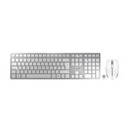 CHERRY DW 9100 SLIM, Set di Tastiera e Mouse Senza Fili, per il Regno Unito QWERTY , Connessione Bluetooth e Wireless 2,4 GHz, Tasti Silenziosi, Design Piatto, Ricaricabile, Bianco-Argento