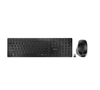 CHERRY DW 9500 SLIM, Set di Tastiera e Mouse Senza Fili, Layout per il Belgio (AZERTY), Bluetooth o Radio 2,4 GHz, Mouse Ergonomico per Destrimani, Nero-Grigio