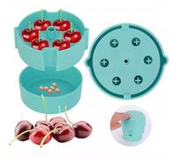 Cherry Entsteiner - Rimozione manuale per ciliegie con contenitore di raccolta, snocciolatore per ciliegie, olive, prugne, utensili da cucina per rimuovere rapidamente le pietre di frutta (blu)