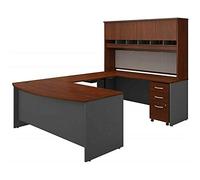 Cherry Executive - Scrivania per computer a forma di U con conigliera per PC, laptop, postazione di lavoro, con cassetto per videogiochi, mobilia, per casa e ufficio, ad angolo, forma girevole, in