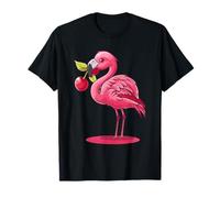 Cherry Flamingo Uccello Animale Arte Acquerello Cherry Lover Maglietta