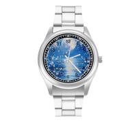 Cherry Flower Moon Ocean Bird Orologio casual da uomo con cinturino in acciaio inossidabile in lega di quarzo orologio da polso, Stile:, regular, Bracciale