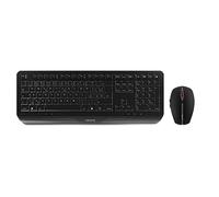 CHERRY GENTIX DESKTOP, Set di Tastiera e Mouse Senza Fili, Layout per Repubblica Ceca/Slovacchia (QWERTZ/QWERTY), Design Ergonomico, Alimentazione a Batteria, Nero