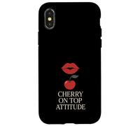 Cherry Girl Y2K Red Estetica Bacio Stampa Dolce ma Sharp Custodia per iPhone X/XS
