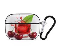 Cherry Juice, custodia protettiva antiurto per auricolari Airpods Pro con moschettone e clip anti caduta, custodia per auricolari per Airpods Pro di seconda generazione, nero