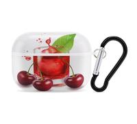 Cherry Juice, custodia protettiva antiurto per auricolari Airpods Pro di seconda generazione, con moschettone, anti-caduta, colore bianco