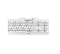 CHERRY KC 1000 SC, Tastiera di Sicurezza Cablata con Lettore di Carte Integrato, Layout Svizzero (QWERTZ), Plug & Play (USB-A), Design Piatto, Bianco-Grigio