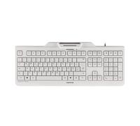 CHERRY KC 1000 SC, Layout per il Regno Unito, Tastiera QWERTY, Tastiera Security Con Filo con Terminale per Tessere Elettroniche Integrato, Angelo Blu, Bianco-Grigio