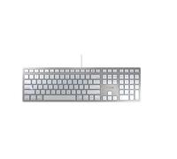 CHERRY KC 6000 SLIM FOR MAC, Tastiera Mac Con Filo (Porta USB-A), Layout per gli USA (QWERTY), Tasti Silenziosi, Design Piatto, Bianco-Argento