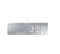 CHERRY KC 6000 SLIM FOR MAC, Tastiera Mac Con Filo (Porta USB-A), Layout per il Regno Unito (QWERTY), Tasti Silenziosi, Design Piatto, Bianco-Argento