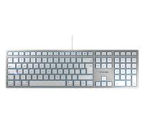 CHERRY KC 6000 SLIM FOR MAC, Tastiera Mac Con Filo (Porta USB-A), Layout per il Regno Unito (QWERTY), Tasti Silenziosi, Design Piatto, Bianco-Argento
