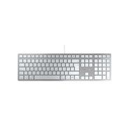 CHERRY KC 6000C FOR MAC, Tastiera Mac Con Filo (Porta USB-C), Layout per la Francia (AZERTY), Tasti Silenziosi, Design Piatto, Bianco-Argento