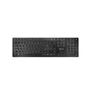 CHERRY KW 9100 SLIM, Tastiera di design Senza Fili, Layout per la Svizzera (QWERTZ), A scelta Connessione Bluetooth o Wireless 2,4 GHz, Tasti Piatti, Ricaricabile, Nero-Grigio