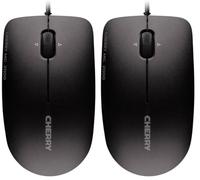 CHERRY MC 2000, Mouse a Filo di Dimensioni Standard, Design Simmetrico per Destrimani e Mancini, 3 Pulsanti, 1600 Dpi, Rotellina, Omologazione GS, Nero (Confezione da 2)