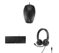 CHERRY Mouse Gentix & Tastiera Stream & Cuffie Trust USB con Microfono