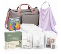 Cherry-on-Top Borsa per gravidanza per ospedale, set completo per il travaglio e il parto, con 21 tasche organizer, 22 pagine per pianificare la preparazione e scialle per allattamento, cesto per