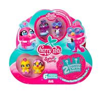 Cherry Pets Sweet Twins Series - Multipack Honey Bears. Include 6 personaggi da collezione (2 con effetto cristallo e glitter + 2 sorpresa). Confezione da 4 pezzi