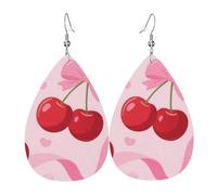 Cherry Pink Bow With Red Lips Orecchini Da Donna In Pelle Di Goccia Leggeri Orecchini Moda Ciondolo Con Pendente A Goccia Per Feste Balli Feste