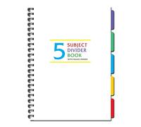 Cherry - Quaderno a righe con divisori, formato B5, 176 mm x 250 mm, 100 pagine totali con 5 divisori per libro