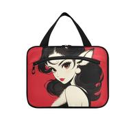 Cherry Red Renna Anime Girl Hanging Travel Size articoli da toeletta per gli uomini con gancio, designer chic trucco borsa cosmetica per le signore vacanza bolso de para Mujer L