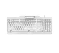 CHERRY SECURE BOARD 1.0, Tastiera di Sicurezza Cablata con Lettore di Carte e Interfaccia RFID/NFC, Layout UK (QWERTY), Connessione USB-A, Grigio Chiaro