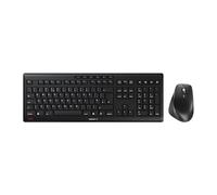 CHERRY STREAM DESKTOP COMFORT, Set Tastiera e Mouse Wireless, Layout per il Regno Unito (QWERTY), 2,4 GHz, Tasti Silenziosi, Mouse Ergonomico per Destrimani, Nero