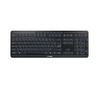 CHERRY STREAM KEYBOARD ULTIMATE, Tastiera Senza Fili Multi Dispositivo Per 4 Dispositivi, Layout Francese (AZERTY), Bluetooth, 2,4 GHz e Cavo, Illuminata, Nero