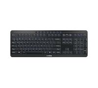 CHERRY STREAM KEYBOARD ULTIMATE, Tastiera Senza Fili Multi Dispositivo Per 4 Dispositivi, Layout USA (QWERTY), Bluetooth, 2,4 GHz e Cavo, Illuminata, Nero
