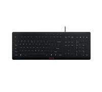 CHERRY STREAM PROTECT KEYBOARD, Tastiera Con Filo con Copritastiera Removibile in Silicone, Layout per l'Unione Europea (QWERTY), Design piatto, Disinfettabile, Nero