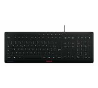 CHERRY STREAM PROTECT KEYBOARD, Tastiera Con Filo con Copritastiera Removibile in Silicone, Layout per la Francia (AZERTY), Design piatto, Disinfettabile, Nero