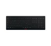CHERRY STREAM PROTECT KEYBOARD WIRELESS, Tastiera Senza Fili con Copritastiera Removibile in Silicone, Layout per il Regno Unito (QWERTY), Design piatto, Disinfettabile, Nero