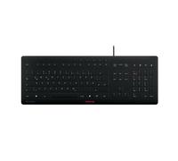 CHERRY STREAM PROTECT KEYBOARD, Tastiera Con Filo con Copritastiera Removibile in Silicone, Layout per la Germania (QWERTZ), Design piatto, Disinfettabile, Nero