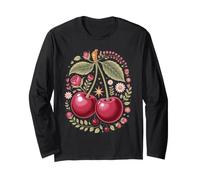 Cherry Sweet Little Stone Fruit Cherry Lover Maglia a Manica