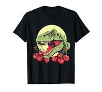 Cherry T-Rex Dinosaur Lover Ritratto Dino Stampa Cherry Fruit Maglietta