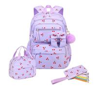 Cherry-themed Backpack | Smart Backpack And Lunch Box Set Cute Bookbag Set