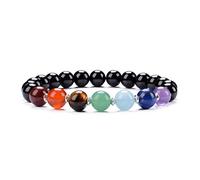 Cherry Tree Collection Braccialetto elastico chakra, perline naturali da 8 mm, distanziatori in argento Sterling, unisex, taglia S, M, L, Grande, Pietra, Agata