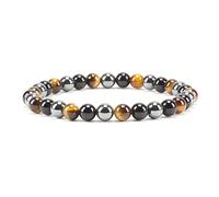 Cherry Tree Collection - Piccolo, medio, grande - braccialetti con perline per donne, uomini e adolescenti - perline rotonde da 6 mm, Small, Gemma, occhio di tigre, ematite, ossidiana nera