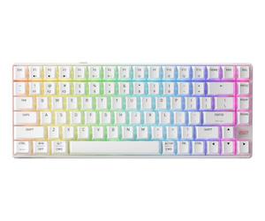 CHERRY XTRFY K33 - Tastiera compatta wireless da gioco, 75% formato, tastiera multidispositivo, illuminazione RGB, IP54, resistente alla polvere e agli spruzzi, layout USA (QWERTY), bianco