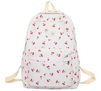 Cherry - Zaino estetico per computer portatile, da viaggio, stile casual, set per guarnire (bianco, taglia unica)