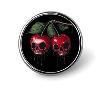 Cherry1 con spille e fermagli rotondi con teschio e gocce di sangue per donna, spilla da bavero da uomo da 1" per cappello, borsa, zaino.