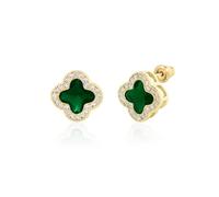 CHERUBIC Orecchini da donna in argento Sterling 925 con zirconia cubica AAA, a forma di fiore, quadrifoglio, con taglio a diamante, idea regalo per le donne, Argento Sterling e zirconia cubica