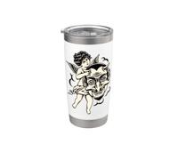 Cherubino e Satana Tradizionale Tatuaggio Blackwork Bicchiere termico in acciaio inox doppia parete