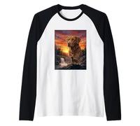 Chesapeake bay Retriever Amante Vintage Tramonto Foresta Arte Maglia con Maniche Raglan