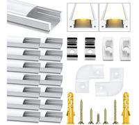 Chesbung 20 Pezzi Led Alluminio Profilo Forma U per Strisce LED, 1meter / 3.3ft Led Alluminio Canale Led Trunking, Profilo LED Striscia Diffusori, Profilo Led In Alluminio Con Copertura Bianca Lattea