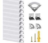 Chesbung Canale LED in Alluminio - 10 Pezzi, 0.5 Metri, Forma V - Profilo per Strisce LED Con Copertura Bianca Lattea - Diffusori per Trunking