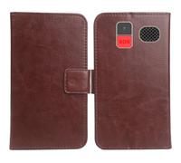 Cheshaoping Flip PU Pelle Case Wallet Cover Custodia Caso Guscio Protettiva Skin per Funker C120 Classic 4G / C140 Clasic 4G 1.8" (Marrone)