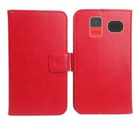 Cheshaoping Flip PU Pelle Case Wallet Cover Custodia Caso Guscio Protettiva Skin per Funker C120 Classic 4G / C140 Clasic 4G 1.8" (Rosso)