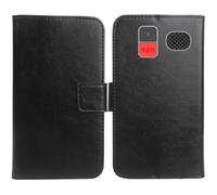 Cheshaoping Flip PU Pelle Case Wallet Cover Custodia Caso Guscio Protettiva Skin per Funker C120 Classic 4G / C140 Clasic 4G 1.8" (Nero)