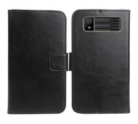 Cheshaoping Flip PU Pelle Case Wallet Cover Custodia Caso Guscio Protettiva Skin per Maxcom Strong MM918 4G 2.4" (Nero)