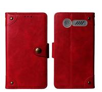 Cheshaoping in Vera Pelle Stand Portafoglio Cover Per Beghelli Salvalavita Phone SLV18 2.4" Premium Caso Case Copertina Custodia Guscio Protettiva Anti Urto e Graffi (Rosso)